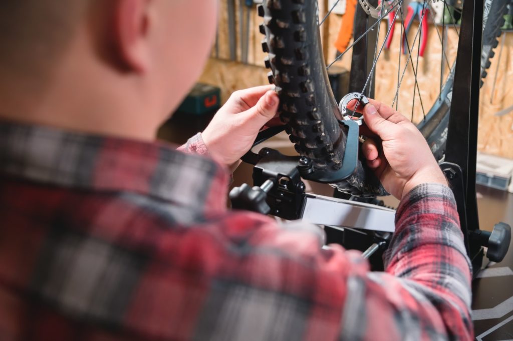 working with a bike stand