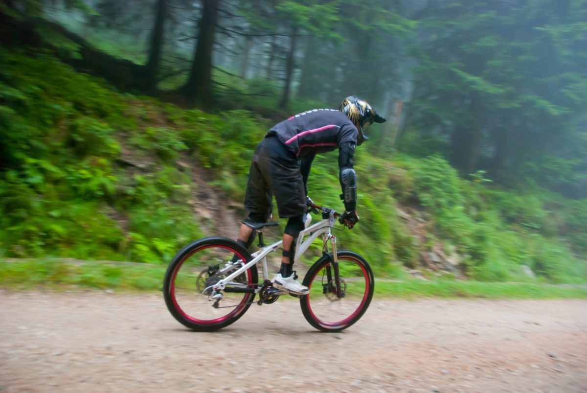 MTB with Knee Pads