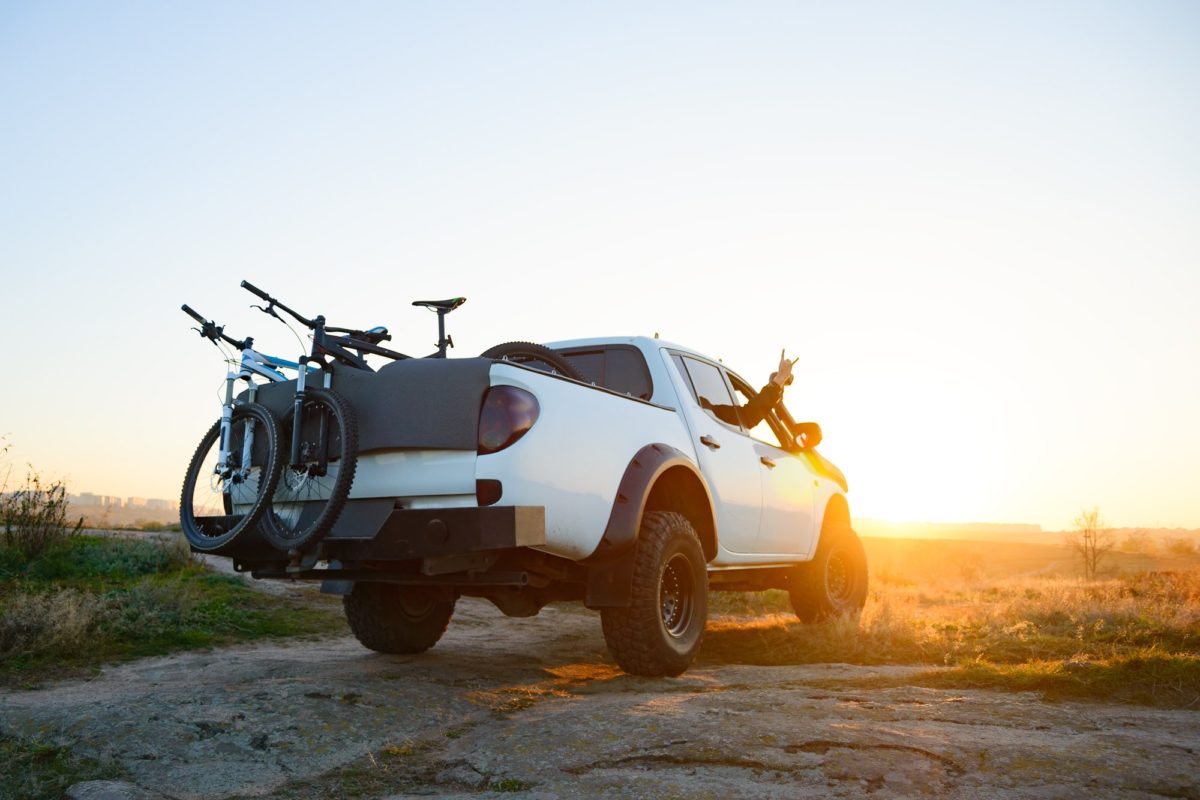 pickup truck with bike pad