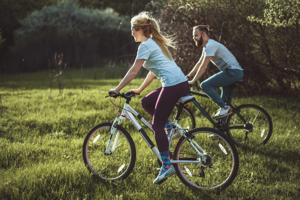 couple biking together