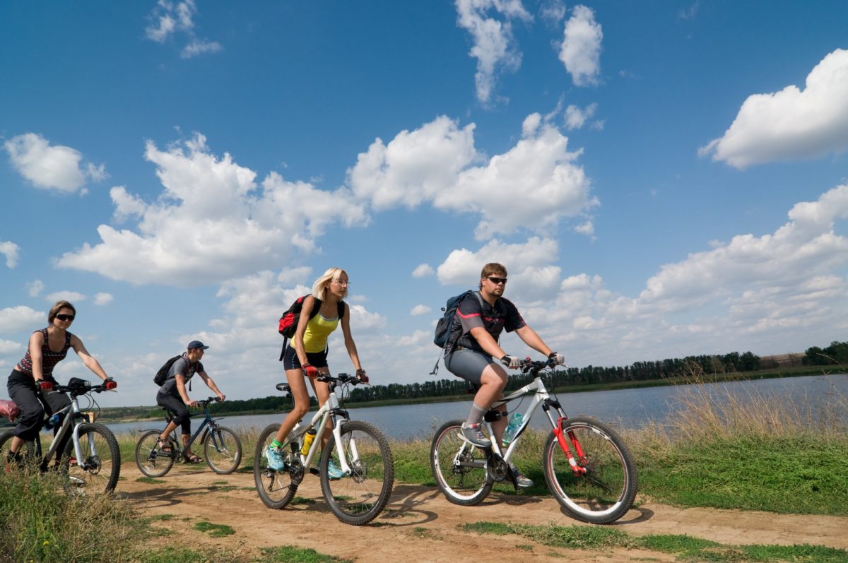 group of friends on their bikes