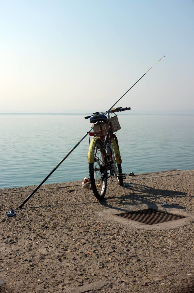 bike with fishing rod