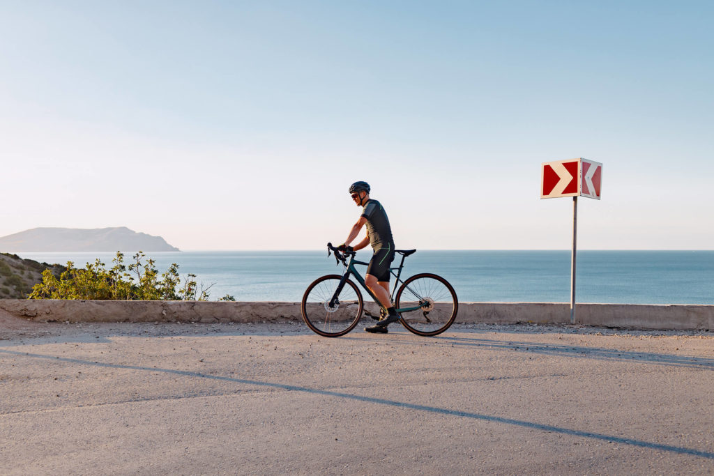 biker at beach