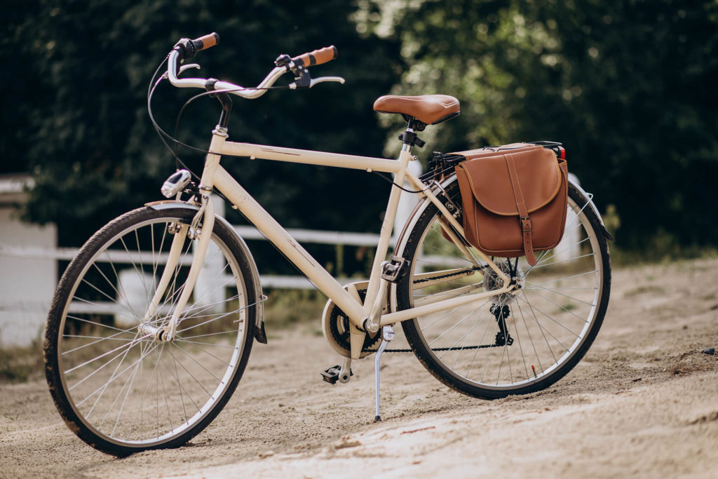 vintage bike standing outside