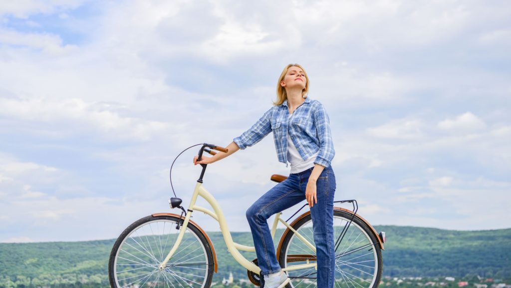 woman cruise bike