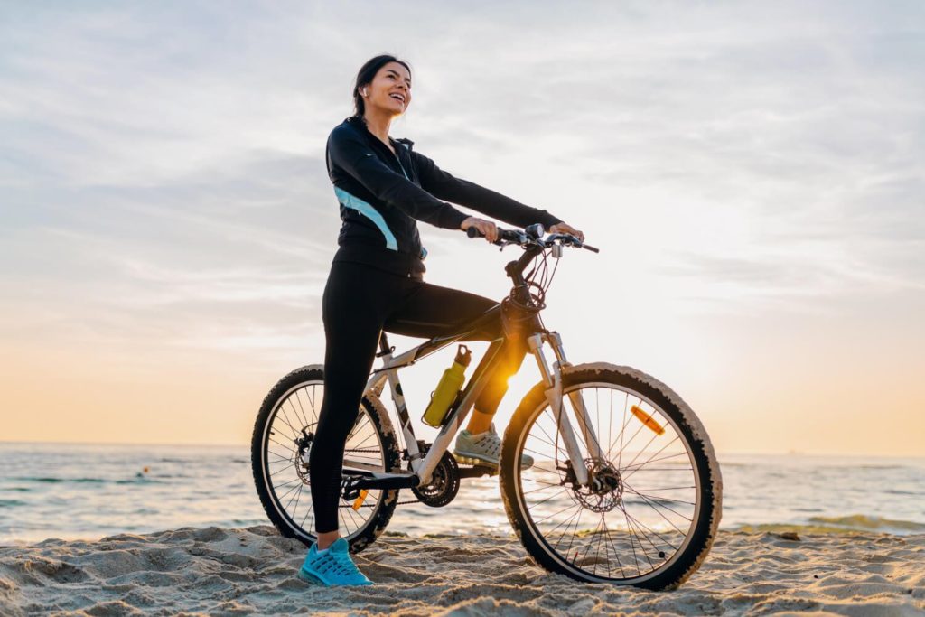 woman on mountain bike