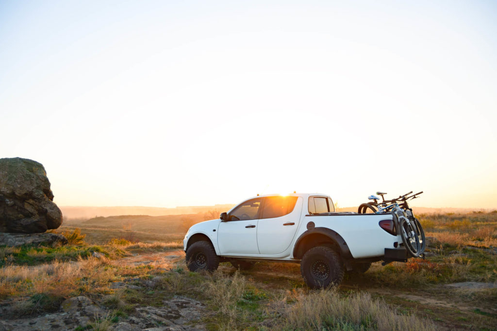Pick Up Truck With Bikes in Truck Bed