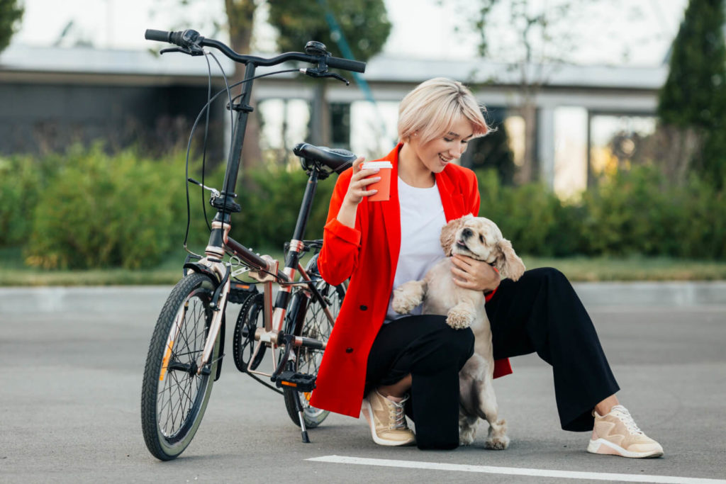 young woman with cute dog